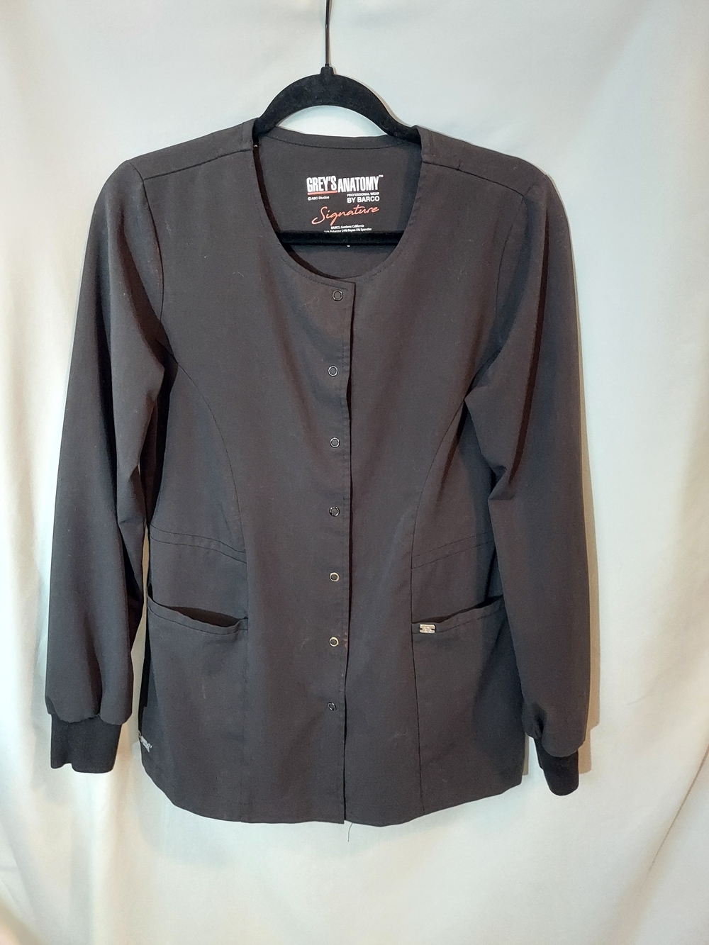 Grey's Anatomy Signature Barco Snap Front Scrub Jacket Black Size S